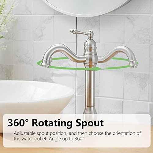 Antique Brass Vessel Sink Faucet Single Hole with Pop Up Drain U819