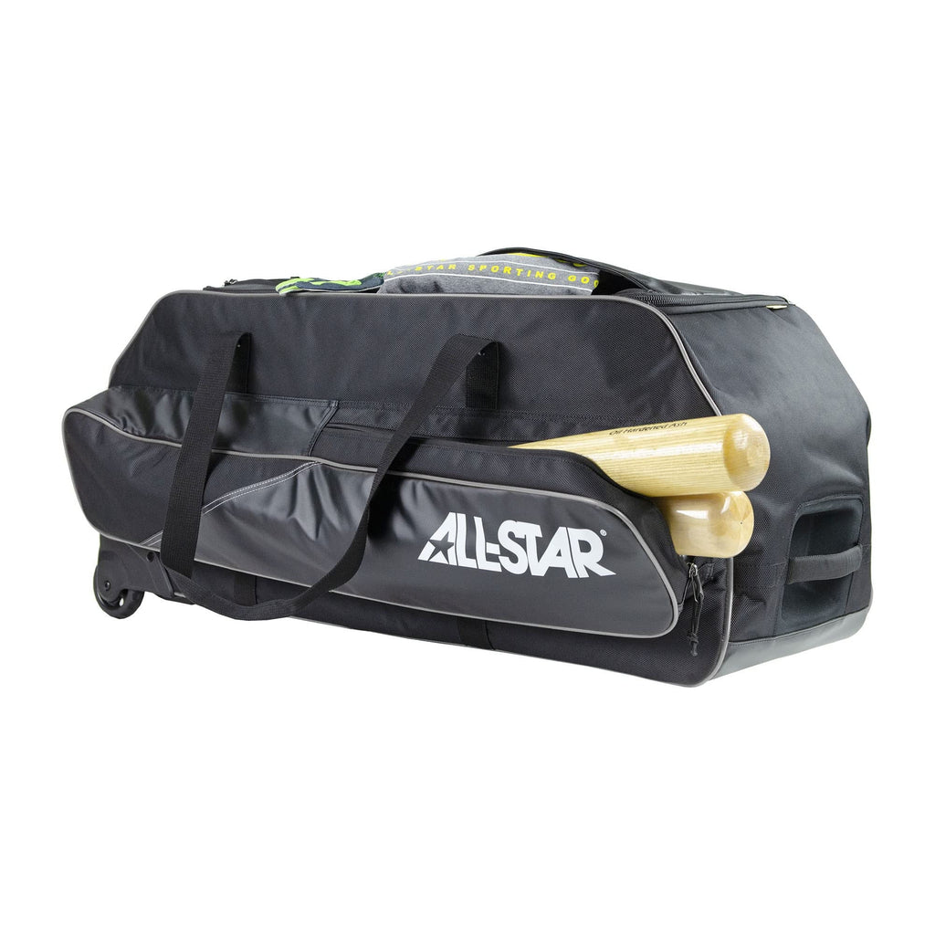 Black/White Rolling Baseball Catchers Equipment Duffle Bag U280