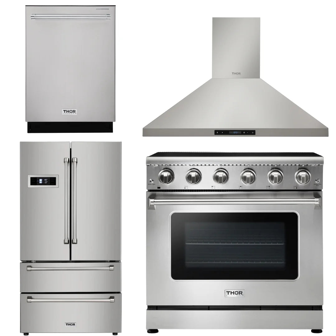 36 in. Electric Range, Range Hood, Refrigerator, Dishwasher O90386