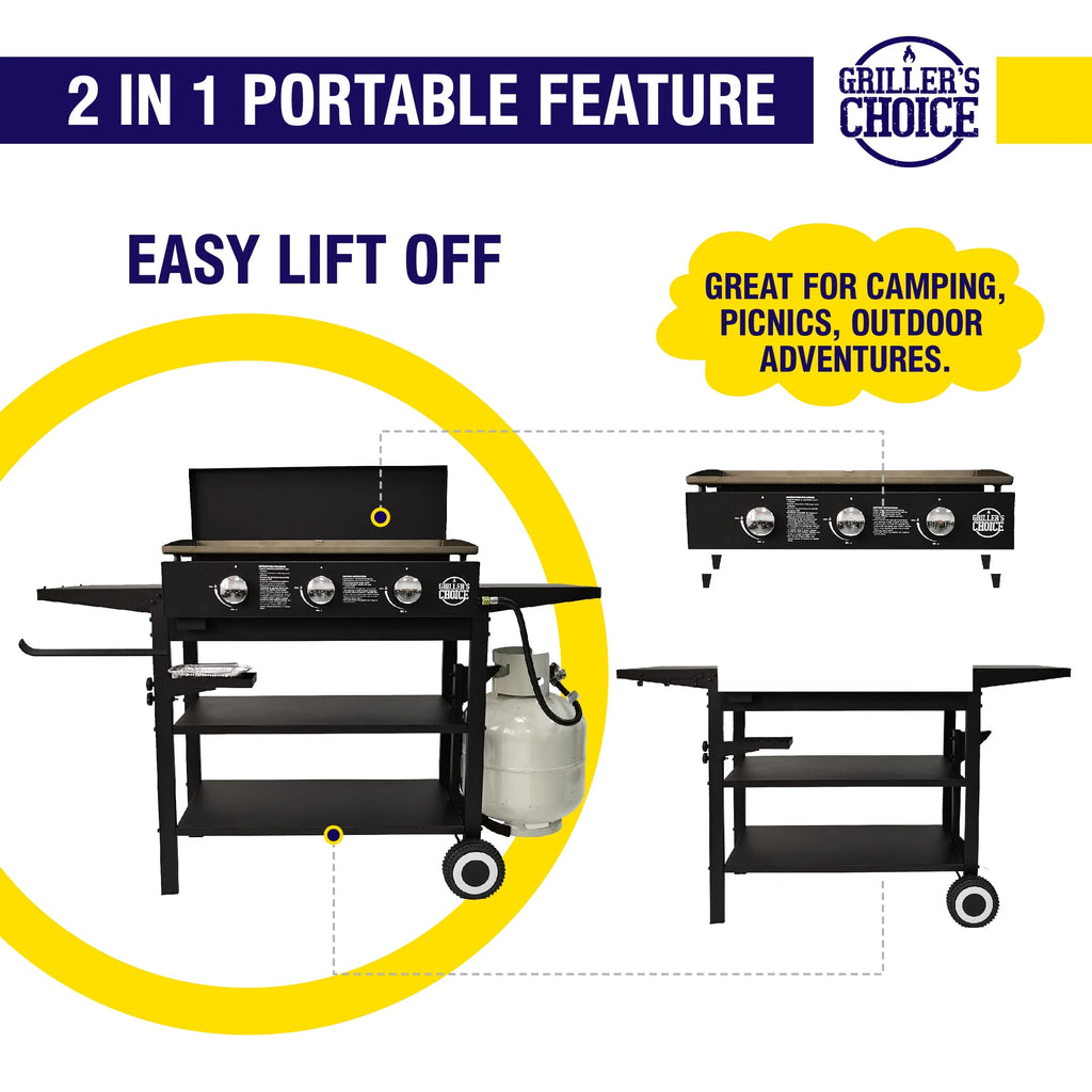 Outdoor Propane Flat Top Griddle Grill with Hood W3687