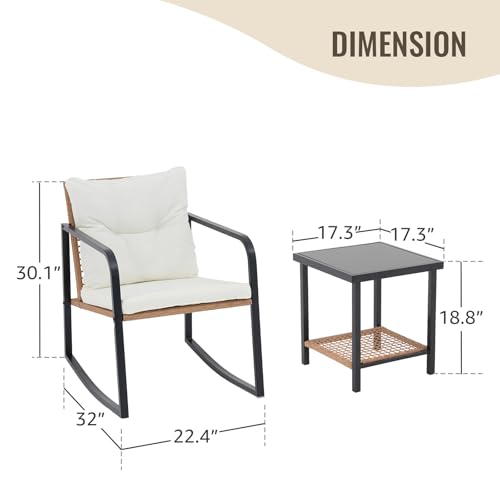 3 Piece Wicker Outdoor Bistro Set with Cushions X87610