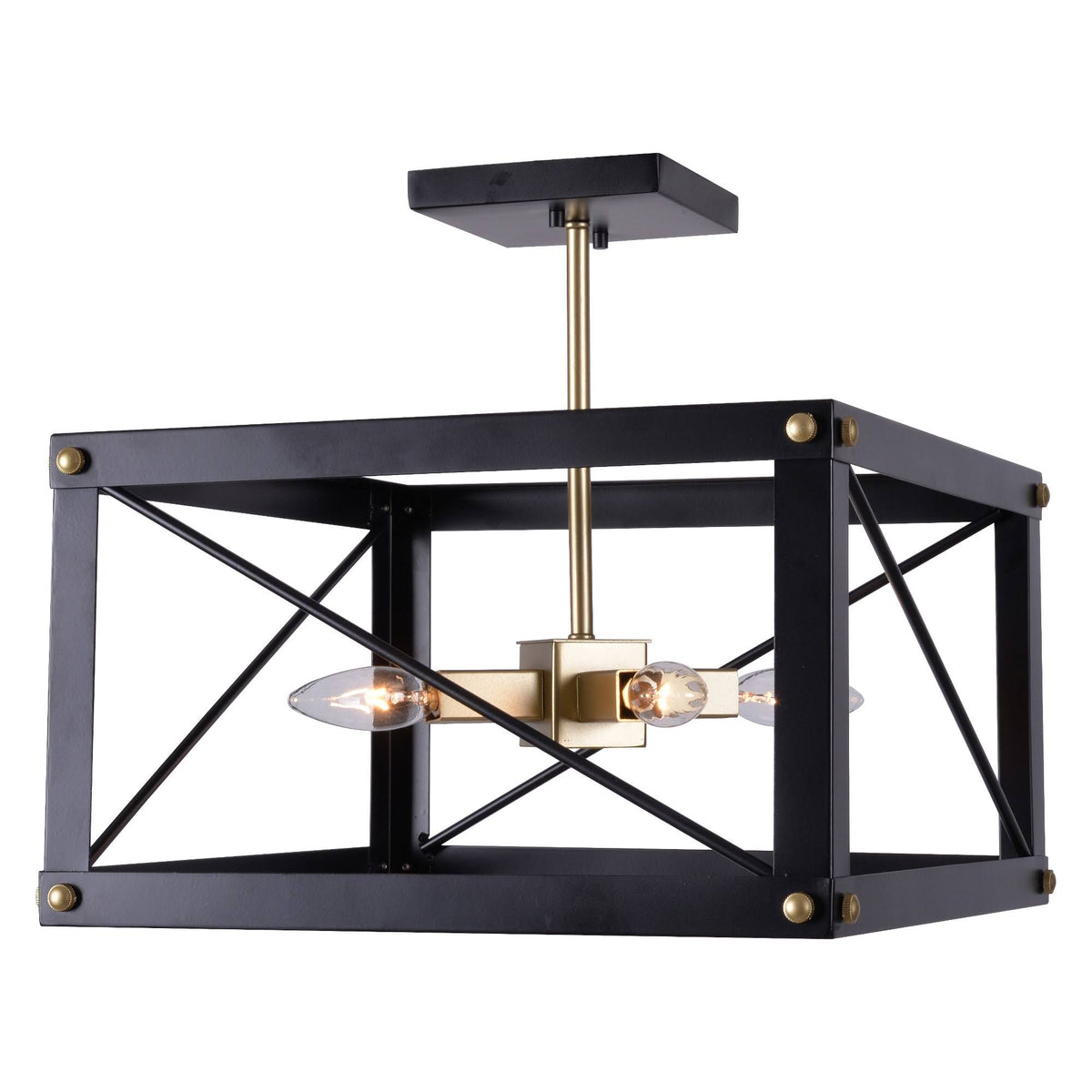 4 Light Semi-Flush Mount Black Gold Finish B171114