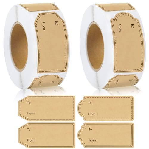 600 Pcs Natural Brown Kraft to and from Gift Tag Stickers J254