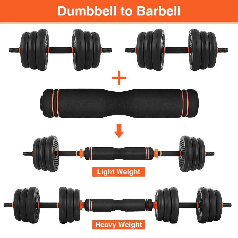 Adjustable 77lb 4-in-1 Dumbbell Barbell Kettlebell Set J40122