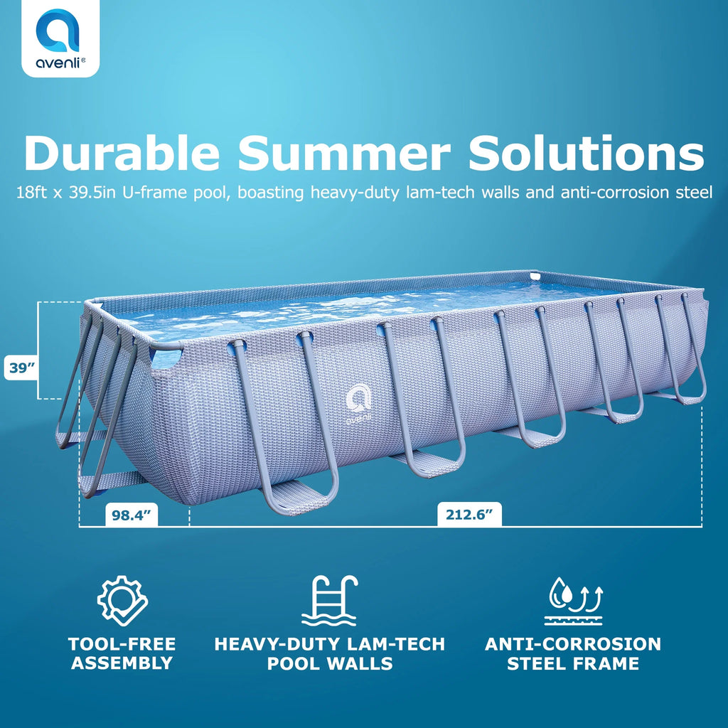 18 Foot x 39.5 Inch Rectangle Above Ground Swimming Pool F59034