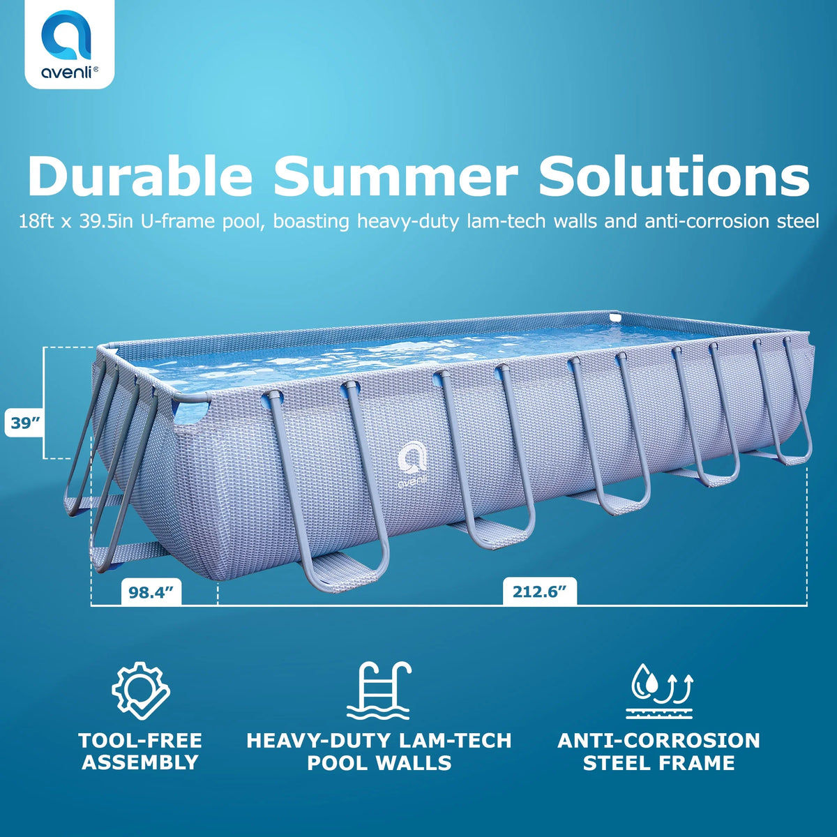 18 Foot x 39.5 Inch Rectangle Above Ground Swimming Pool F59034