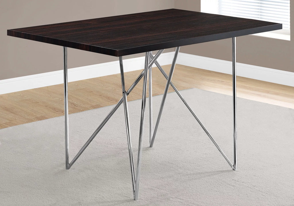 Silver and Coffee Brown Contemporary Rectangular Dining Table G627415