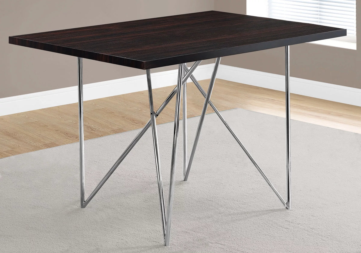 Silver and Coffee Brown Contemporary Rectangular Dining Table G627415