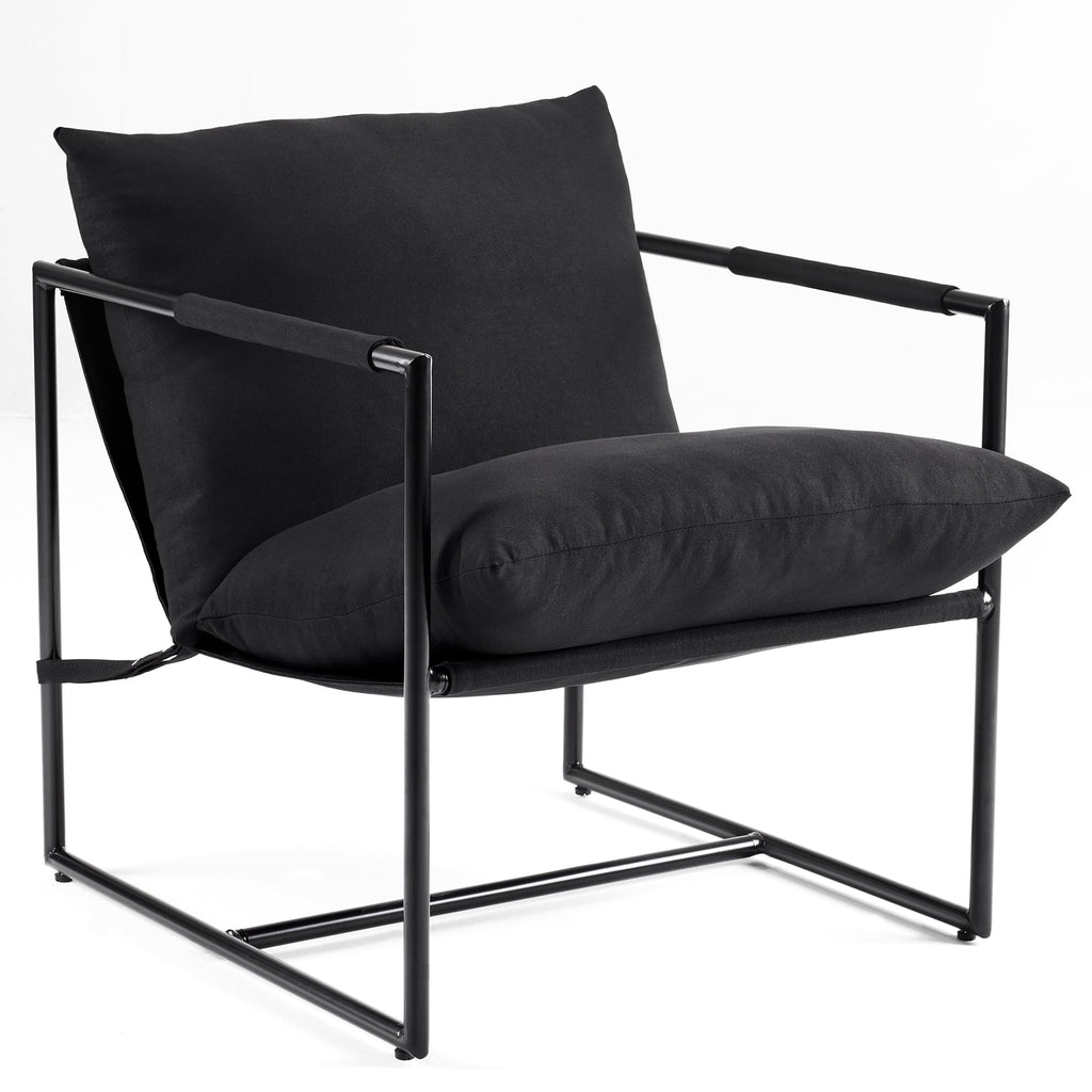 Black Metal Framed Sling Accent Chair D14367