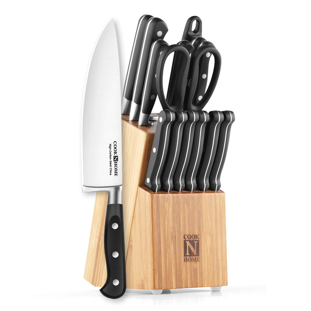 15-Piece High Carbon Stainless Steel Knife Set with Bamboo Storage Block V52435