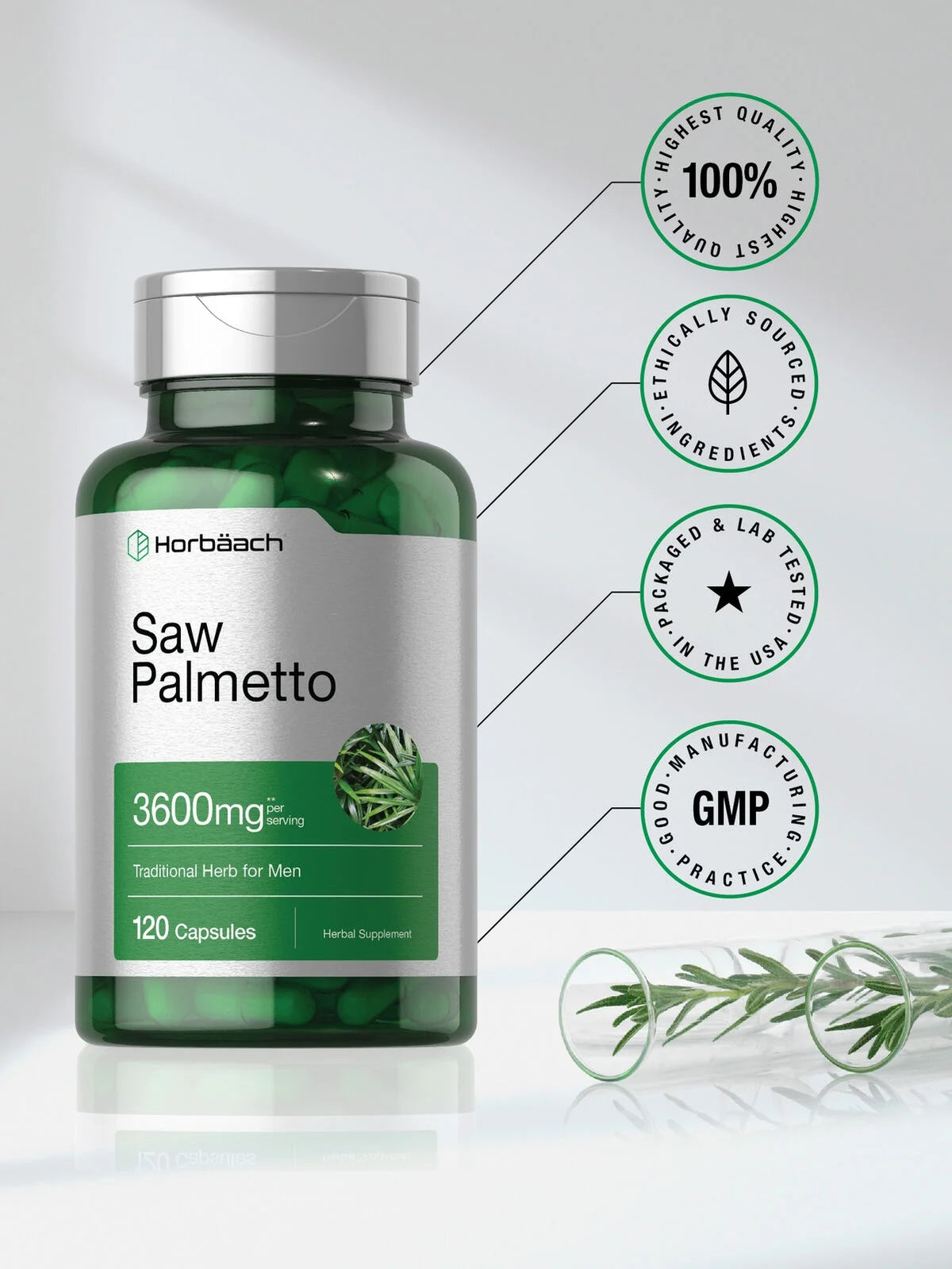 Saw Palmetto Extract 3600mg 120 Capsules Prostate Supplement T1923