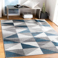 Sky Blue Navy Grey White Square Area Rug Z765889