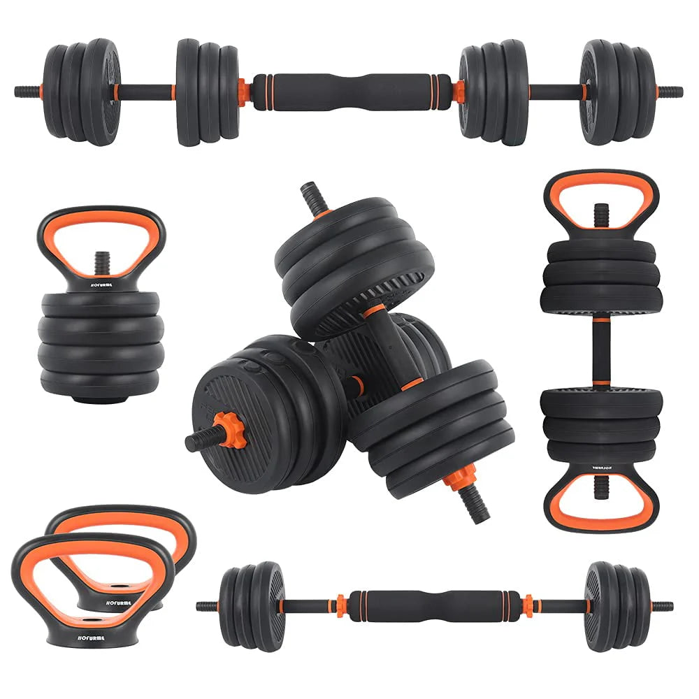Adjustable 77lb 4-in-1 Dumbbell Barbell Kettlebell Set J40122
