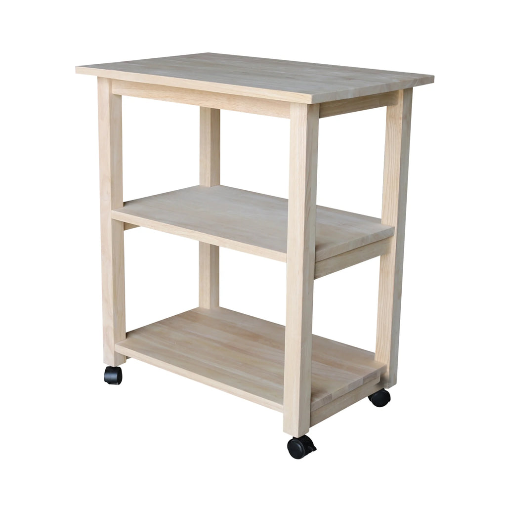Unfinished Wood Microwave Kitchen Cart T952