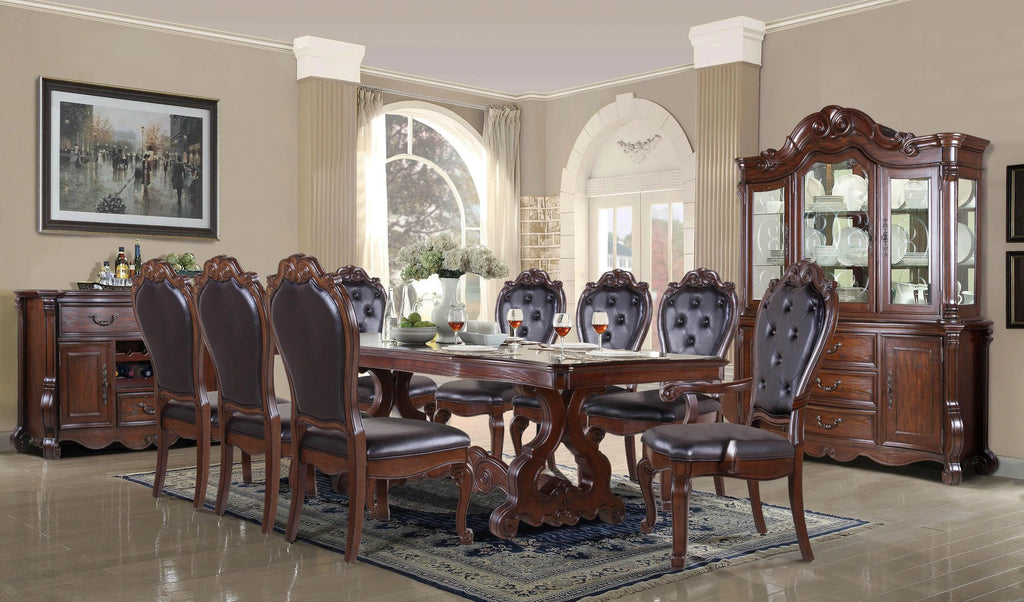Carved Wood Double Pedestal Dining Table W71179