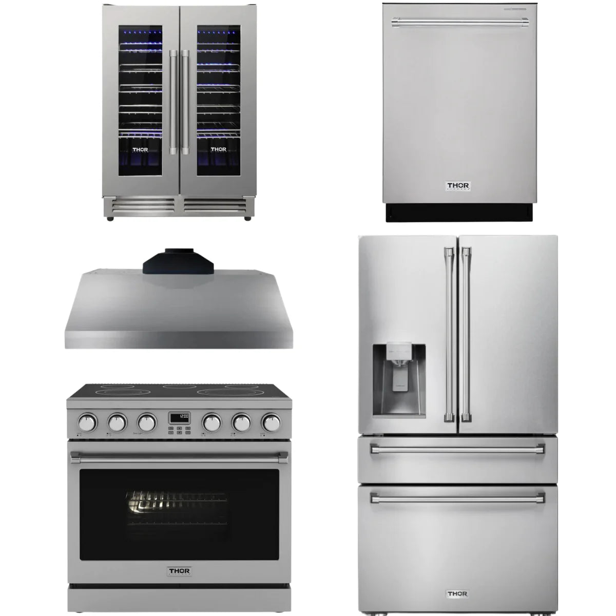 36 Electric Range, Range Hood, Refrigerator, Dishwasher and Wine Cooler T293486