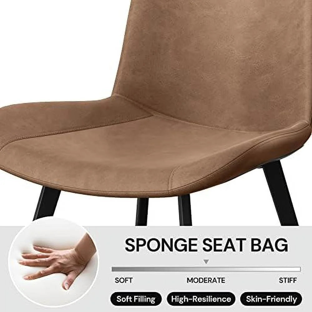 Faux Leather Dining Chairs Set of 2 with Metal Legs R21558
