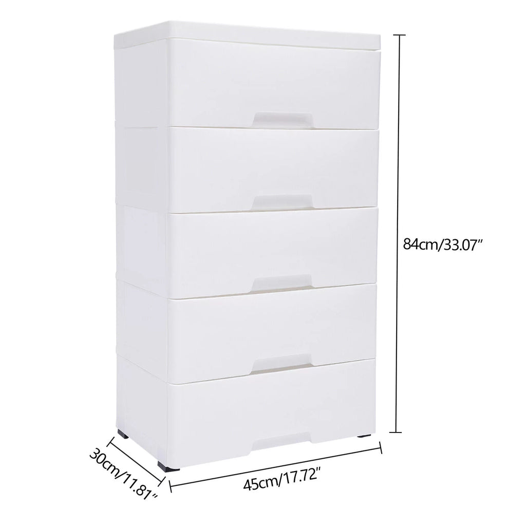 White 5 Drawers Plastic Dresser M962