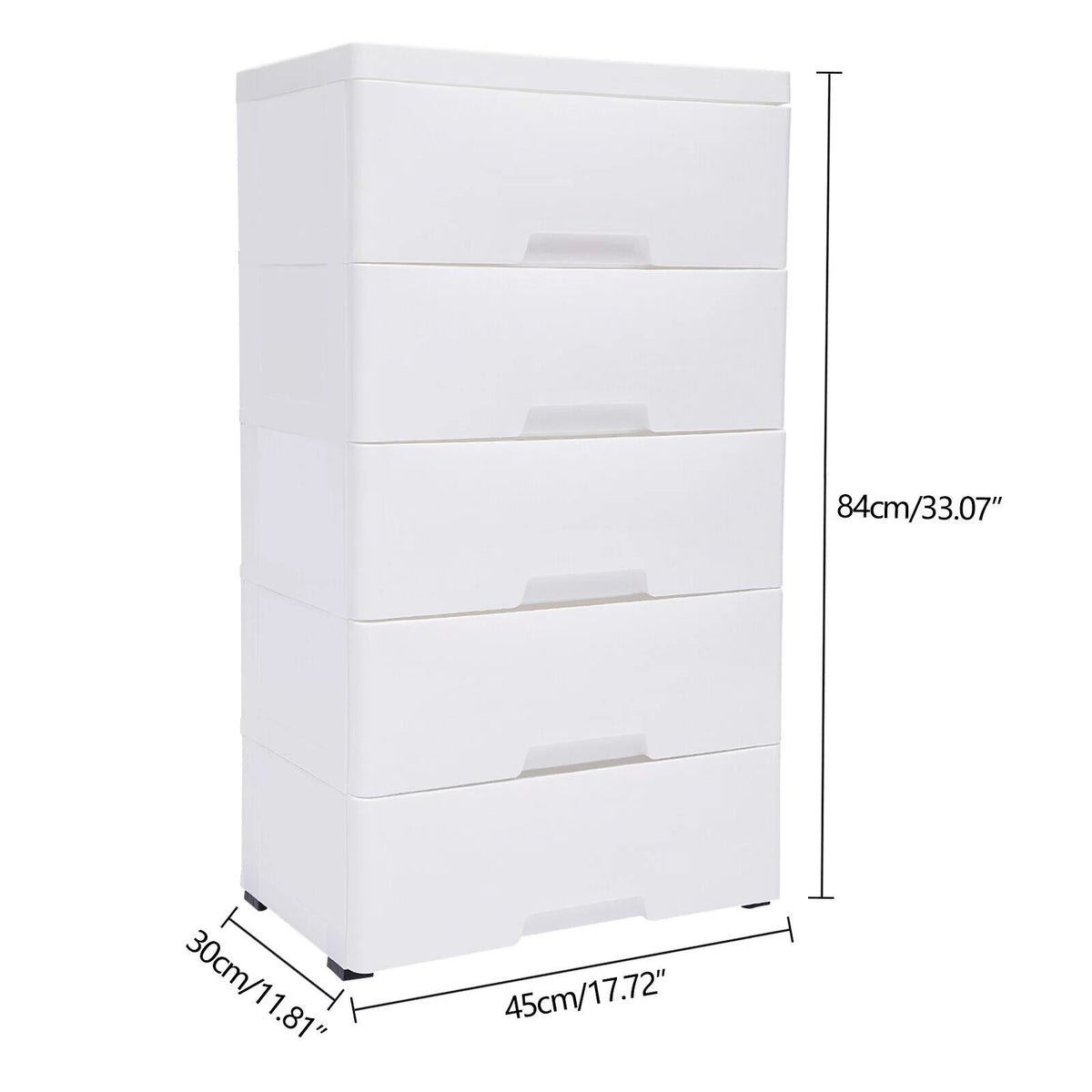 White 5 Drawers Plastic Dresser M962