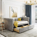 Grey Upholstered Daybed with Storage Drawers M504