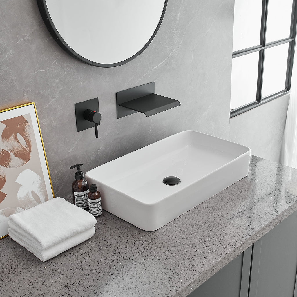 Wall Mount Waterfall Bathroom Faucet Matte Black F56977