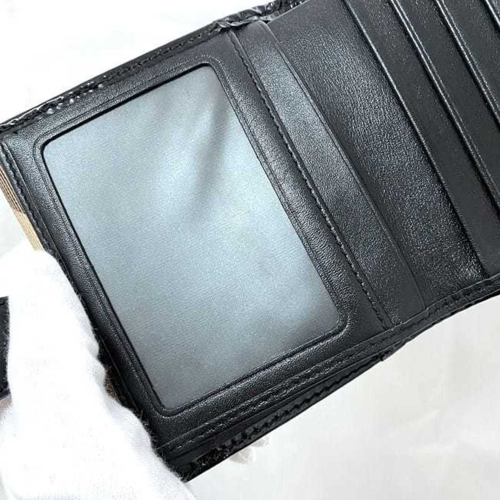 Pre-Owned Beige Black Check PVC Patent Leather Wallet U349044