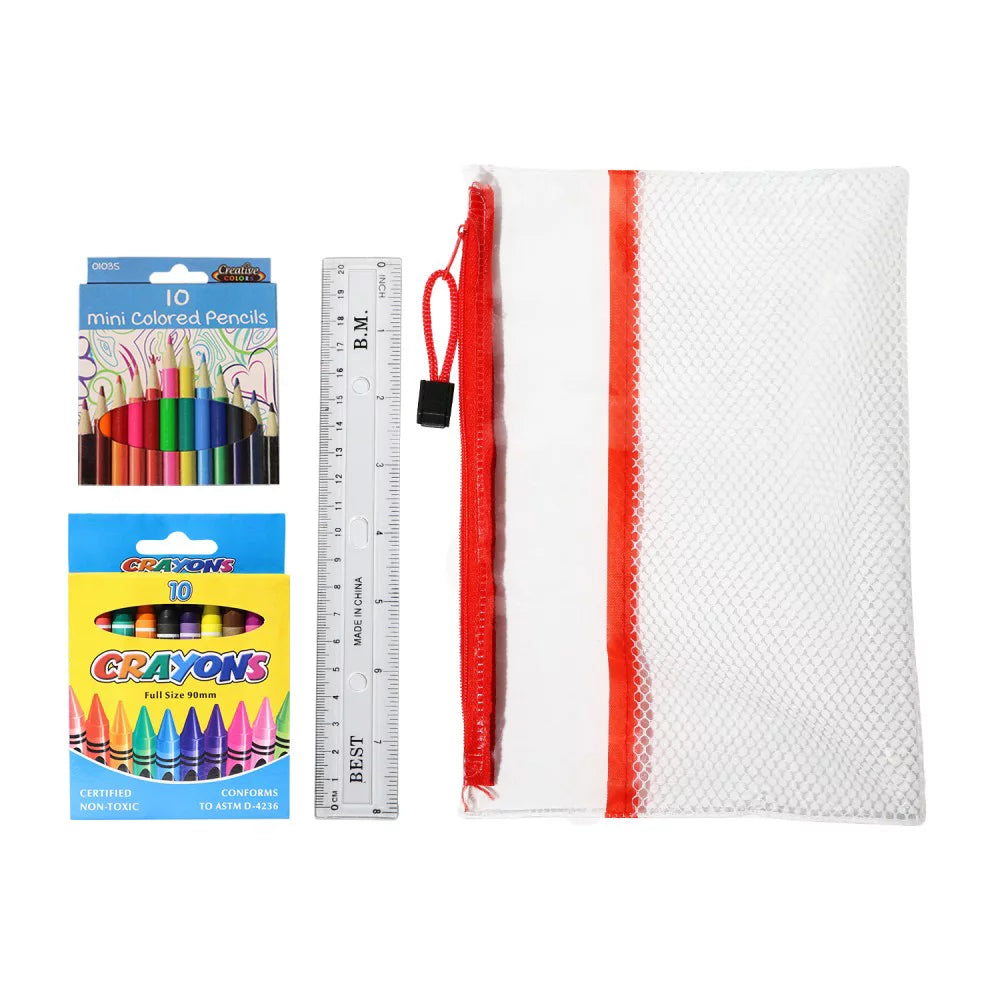 15 Inch 24 Pack Backpacks with 52 Piece School Supply Kits W24444