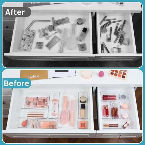 66 PCS Clear Plastic Drawer Organizer Bins P331