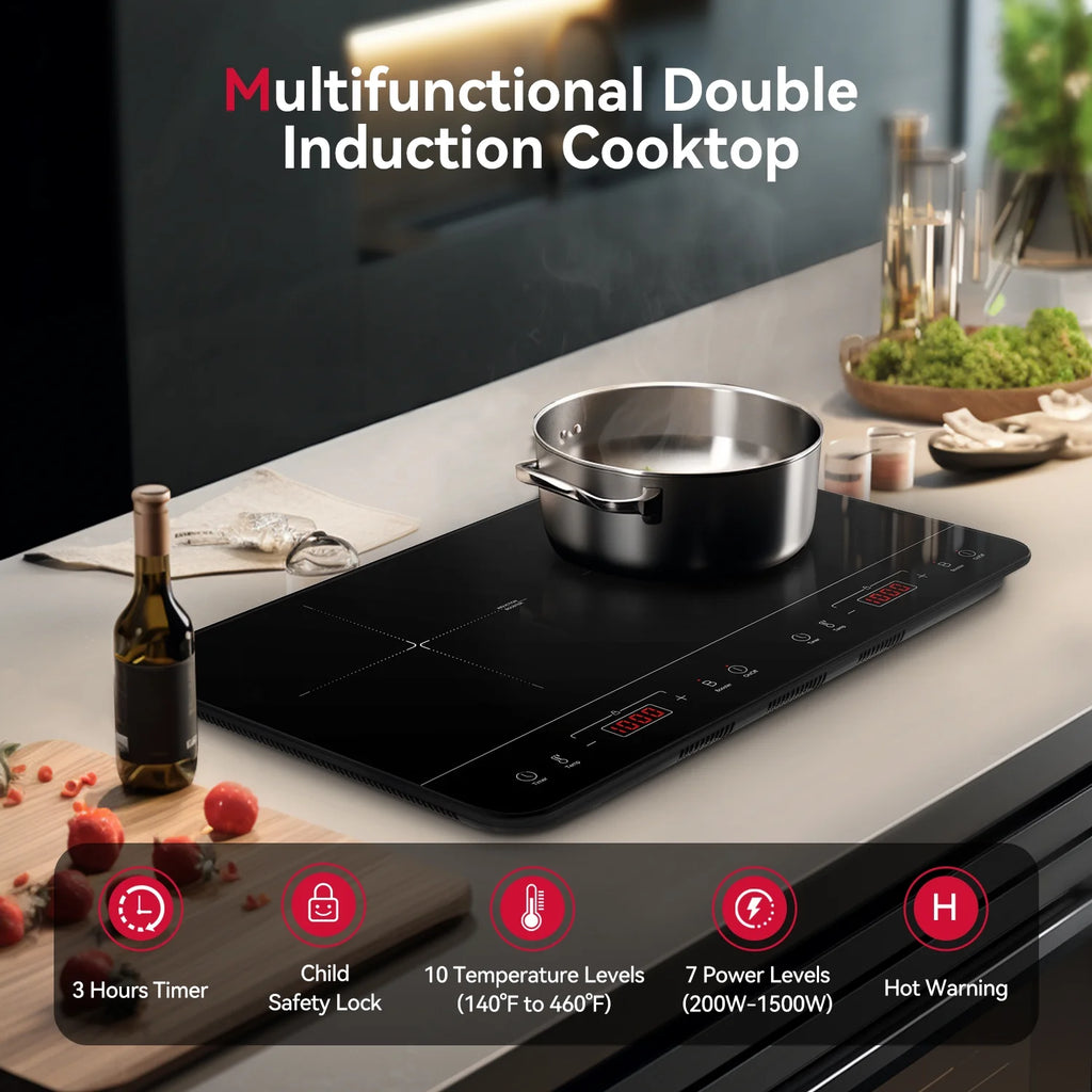 24 in. Portable 2 Elements Electric Induction Cooktop in Black I5727