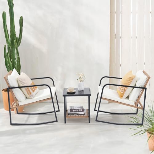 3 Piece Wicker Outdoor Bistro Set with Cushions X87610