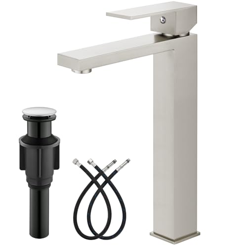 Brushed Gold Tall Single Handle Vessel Sink Faucet B637