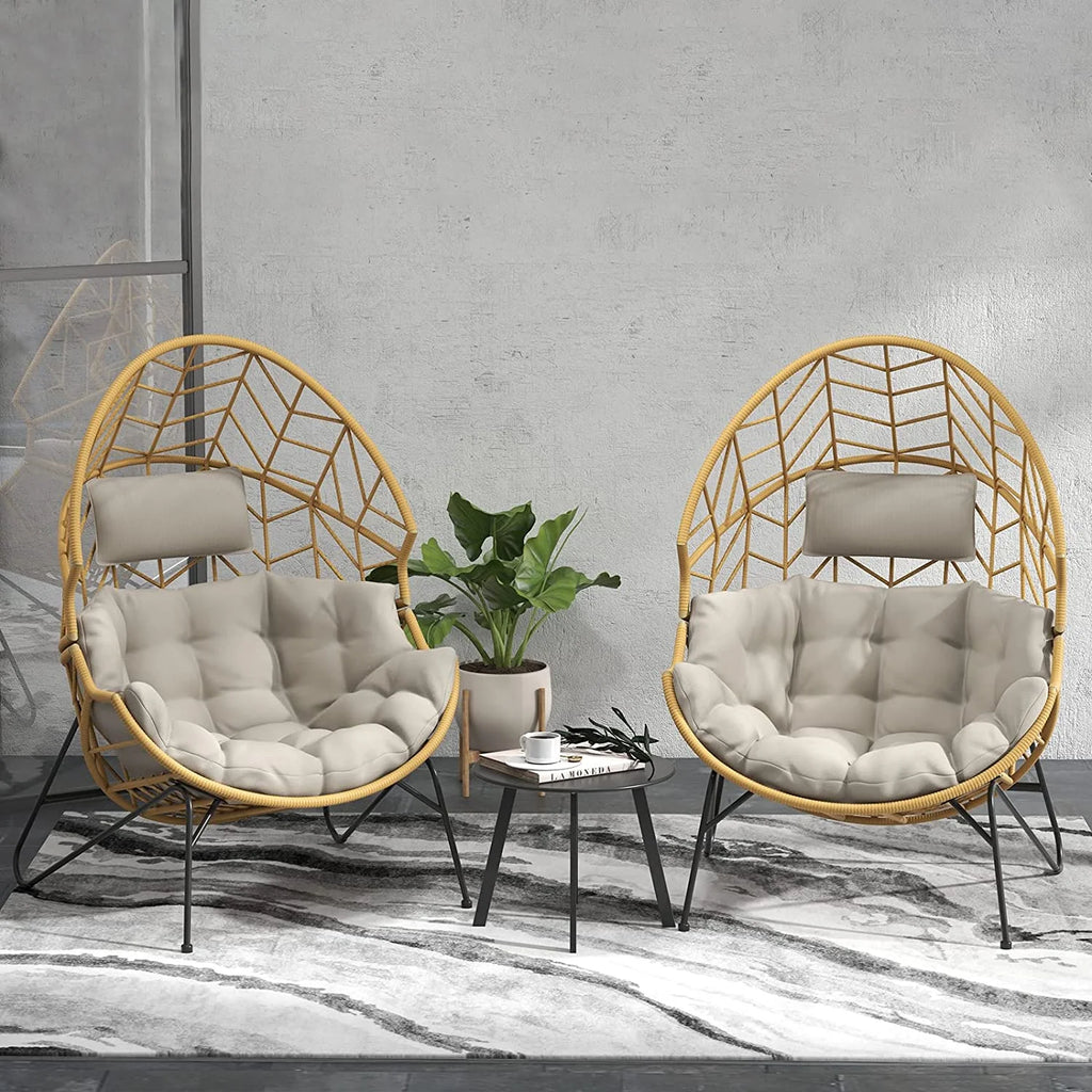 Oversized Wicker Egg Chair with Stand and Cushion D2135
