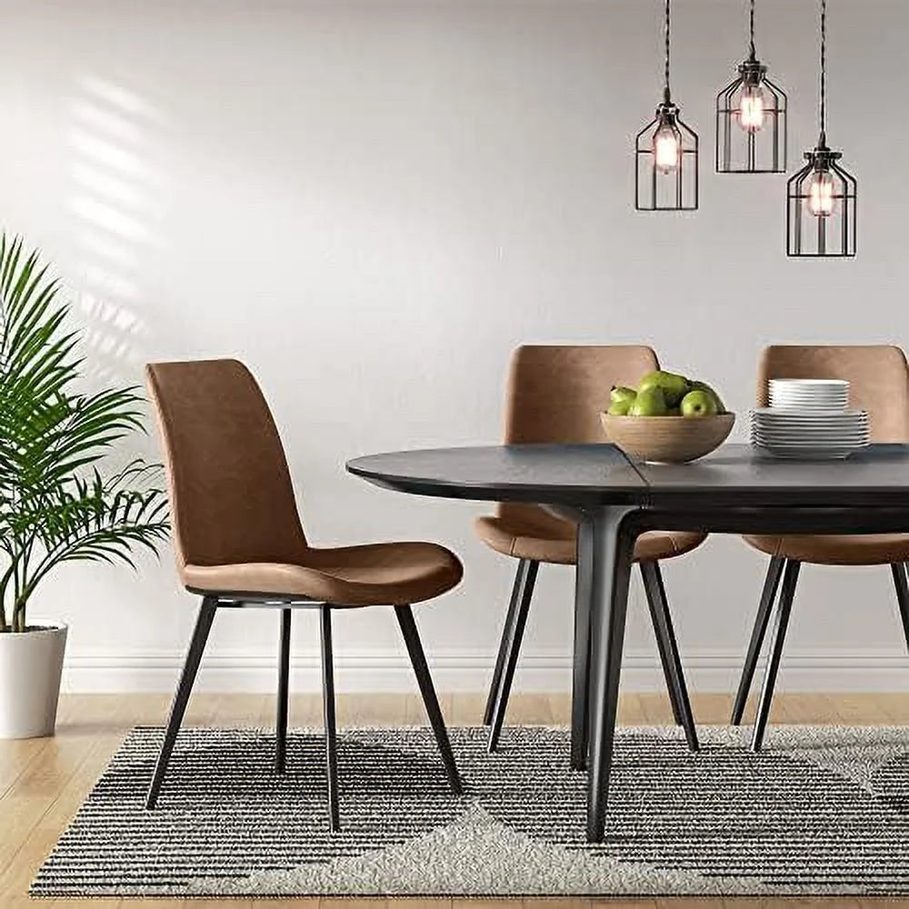 Faux Leather Dining Chairs Set of 2 with Metal Legs R21558
