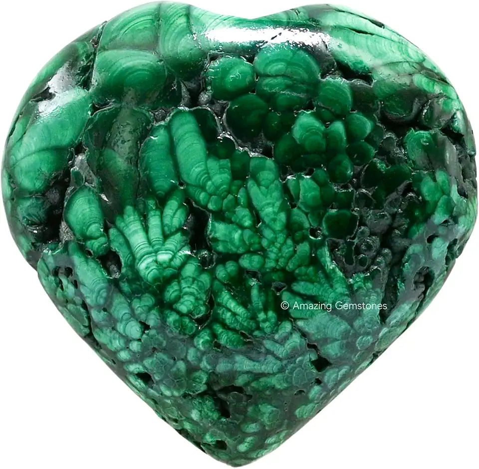 Malachite Crystal Heart Palm Stone F460455