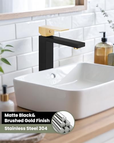 Brushed Gold Tall Single Handle Vessel Sink Faucet B637