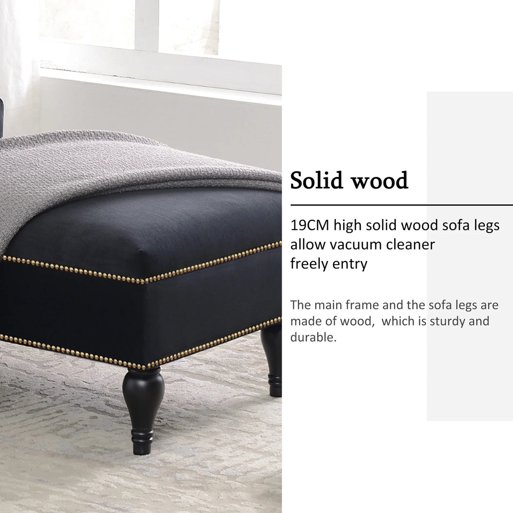 Black Tufted Upholstered Chaise Lounge Z7593