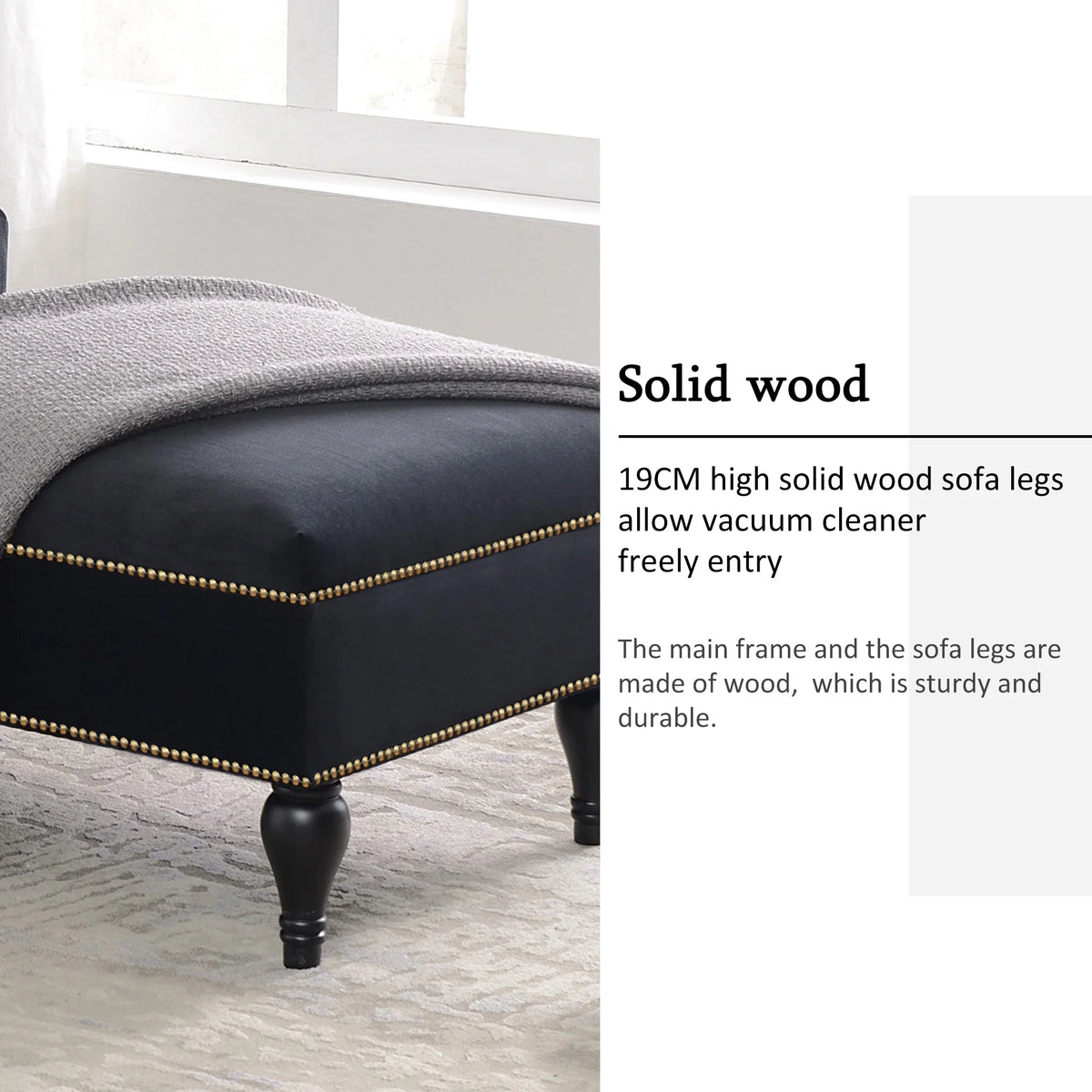 Black Tufted Upholstered Chaise Lounge Z7593
