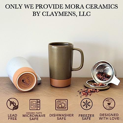 18 oz Ceramic Tea Mug with Infuser and Lid T2925